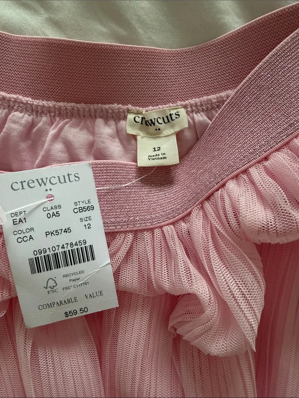 Crewcuts Light Pink Layered Tulle Skirt with Shimmer Waistband
